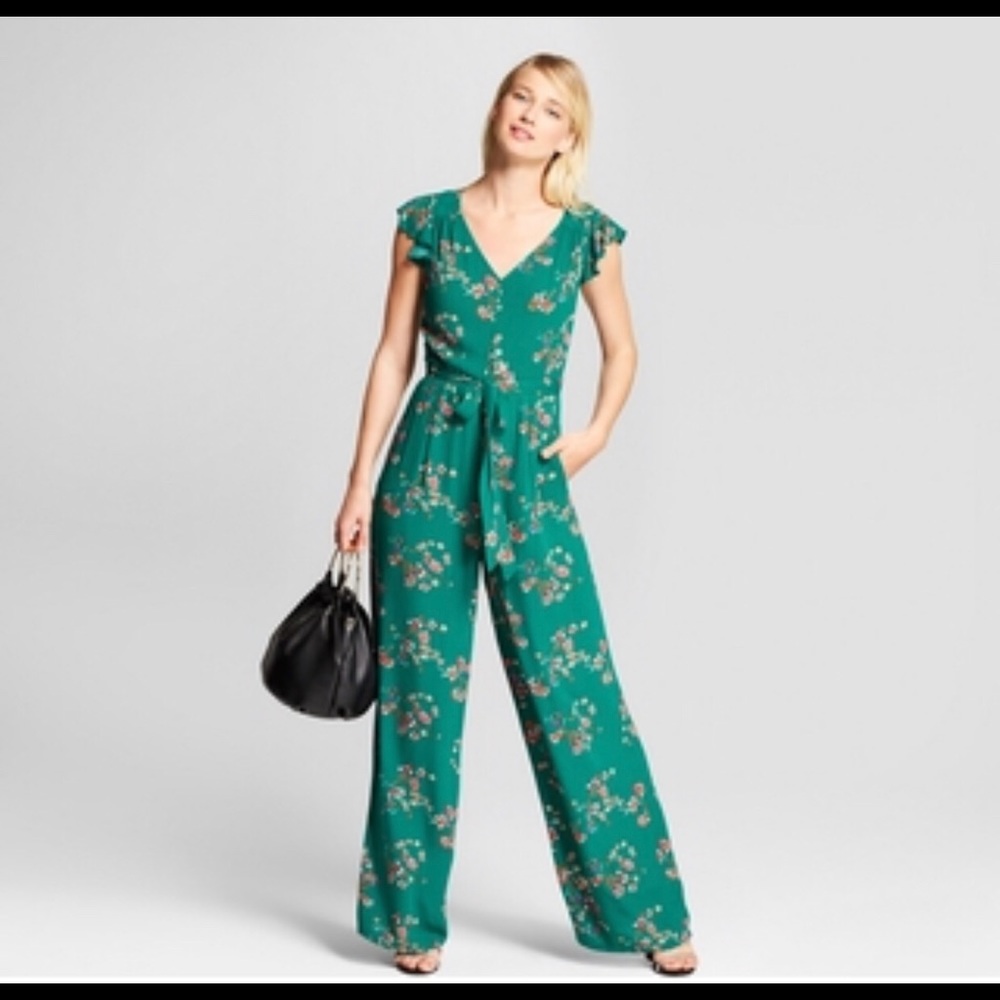 Green floral jumpsuit